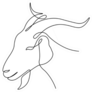 Goat Head In Continuous Line Art Drawing Style Sticker
