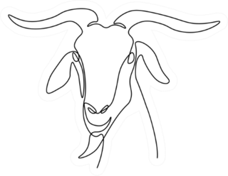 Goat Head In Continuous Line Style Illustration Sticker