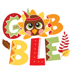 Gobble Baby Turkey Lettering Sticker