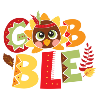 Gobble Baby Turkey Lettering Sticker