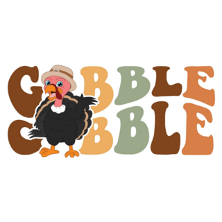 Gobble Gobble Retro Turkey Lettering Sticker