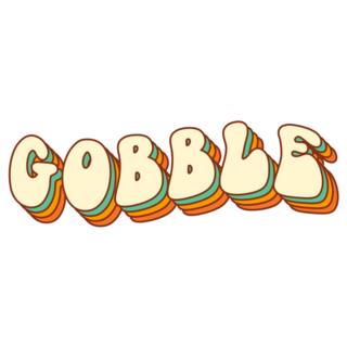 Gobble Retro Turkey Saying Sticker
