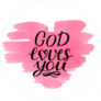 God Loves You Watercolor Heart Sticker