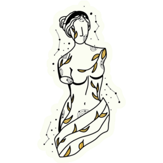 Goddess Woman Body Ancient Greek Line Art Sticker