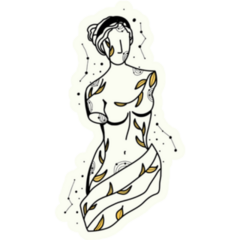 Goddess Woman Body Ancient Greek Line Art Sticker