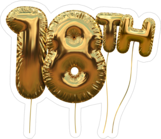 Gold 18 Birthday Balloon Sticker