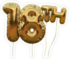 Gold 18 Birthday Balloon Sticker