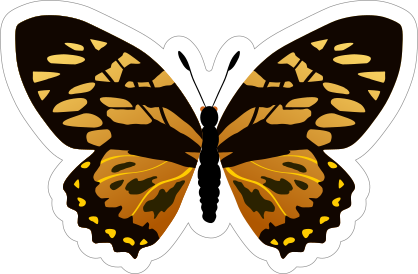 Gold and Black Butterfly Sticker