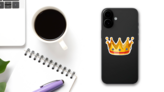 Gold and Red Crown Sticker on a Phone (New) example
