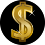 Gold and Shiny Dollar Sign Sticker