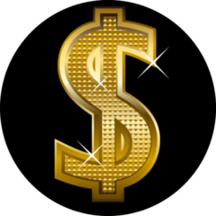 Gold and Shiny Dollar Sign Sticker