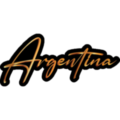 Gold Argentina Text On Black Sticker