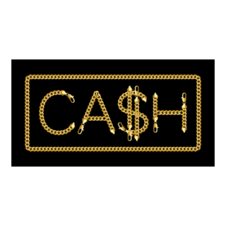 Gold Chain Cash Lettering Sticker