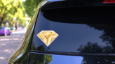 Gold Diamond Graphic Sticker on a Rear Car Window (New) example