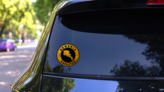 Gold Emblem Armenia Sticker on a Rear Car Window (New) example