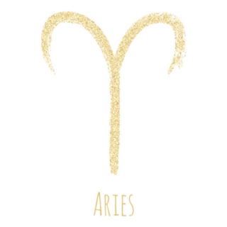 Gold Glitter Aries Zodiac Symbol Sticker