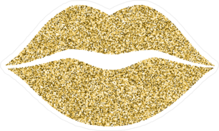 Gold Glitter Lip Icon Sticker