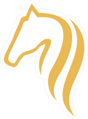 Gold Horse Head Logo Sticker