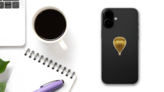 Gold Hot Air Balloon Sticker on a Phone (New) example