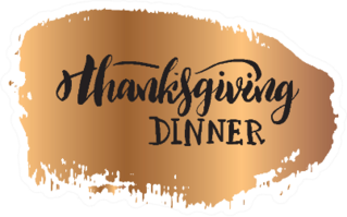 Gold Illustration With Hand Sketched Thanksgiving Dinner Sticker