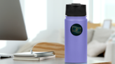 Gold Line Flag Of Israel Icon Sticker on a Water Bottle (New) example
