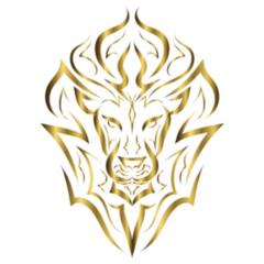 Gold Line Logo Of Leo Zodiac Icon Sticker