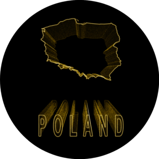 Gold Map Of Poland On Black Sticker