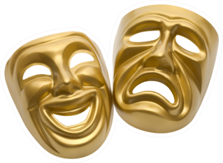 Gold Movie Masks Two Emotions Sticker