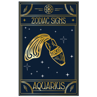 Gold Retro Aquarius Astrological Symbol Sticker