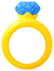 Gold Ring with Blue Diamond Sticker