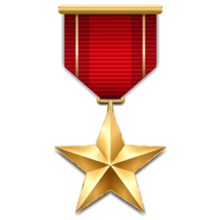 Gold Star Medal With Red Ribbon Sticker