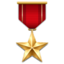 Gold Star Medal With Red Ribbon Sticker