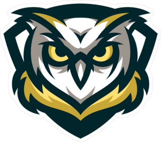 Gold, Yellow And Blue Owl Mascot Sticker