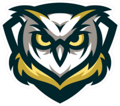 Gold, Yellow And Blue Owl Mascot Sticker