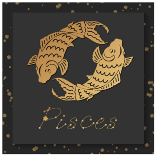 Gold Zodiac Pisces Horoscope Sticker