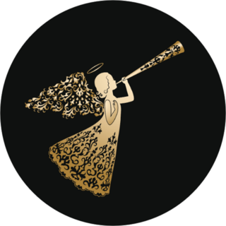 Golden Angel Playing Horn Silhouette Sticker
