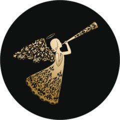 Golden Angel Playing Horn Silhouette Sticker