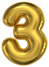 Golden Balloon Number 3 Sticker