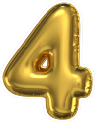 Golden Balloon Number 4 Sticker