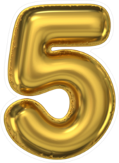 Golden Balloon Number 5 Sticker