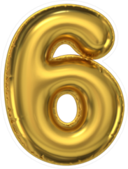 Golden Balloon Number 6 Sticker