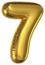 Golden Balloon Number 7 Sticker