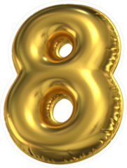 Golden Balloon Number 8 Sticker