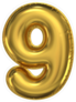 Golden Balloon Number 9 Sticker