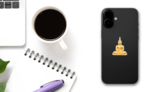 Golden Buddha Sticker on a Phone (New) example