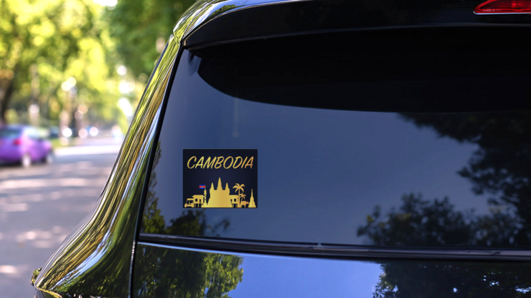 Golden Cambodia Sticker on a Rear Car Window (New) example