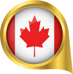 Golden Flag Of Canada Location Map Pin Sticker