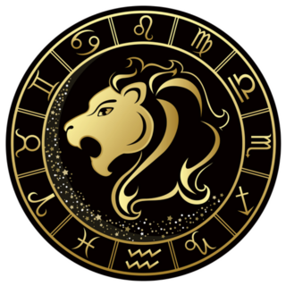 Golden Lion Leo Zodiac Symbol Round Frame Sticker