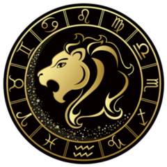Golden Lion Leo Zodiac Symbol Round Frame Sticker