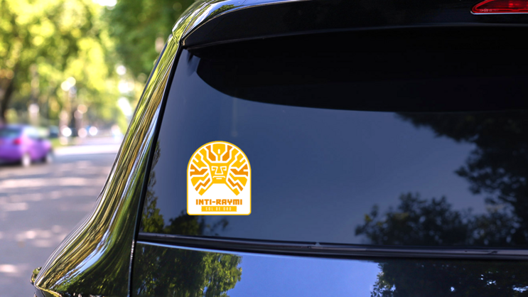 Golden Mask Ecuador Sticker on a Rear Car Window (New) example
